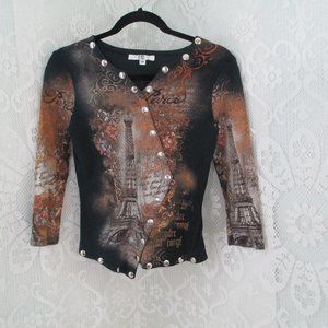 Paris IQ Graphic 3 quarter length  Sleeve Shirt